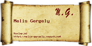 Melis Gergely névjegykártya